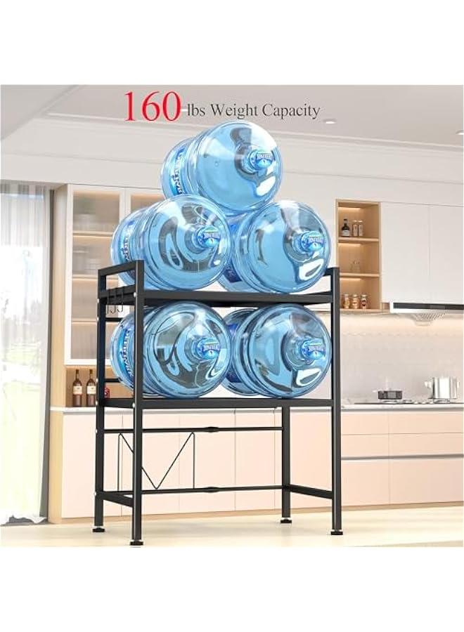 هوكور رف فرن ميكروويف قابل للتمديد من تراسل، رف ميكروويف / محمصة قابل للتعديل، حامل شديد التحمل، منظم لسطح منضدة المطبخ، 3 طبقات مع 6 خطافات، اسود، معدن، مصقول - Image 4