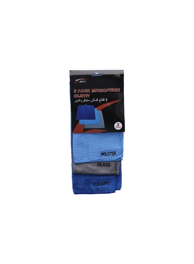 AUTOSMART 3-Piece Microfiber Cloth Blue and Grey 40 x 40 cm FLD-TZ001 - Image 3