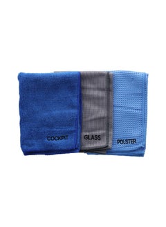 AUTOSMART 3-Piece Microfiber Cloth Blue and Grey 40 x 40 cm FLD-TZ001  - Image 1