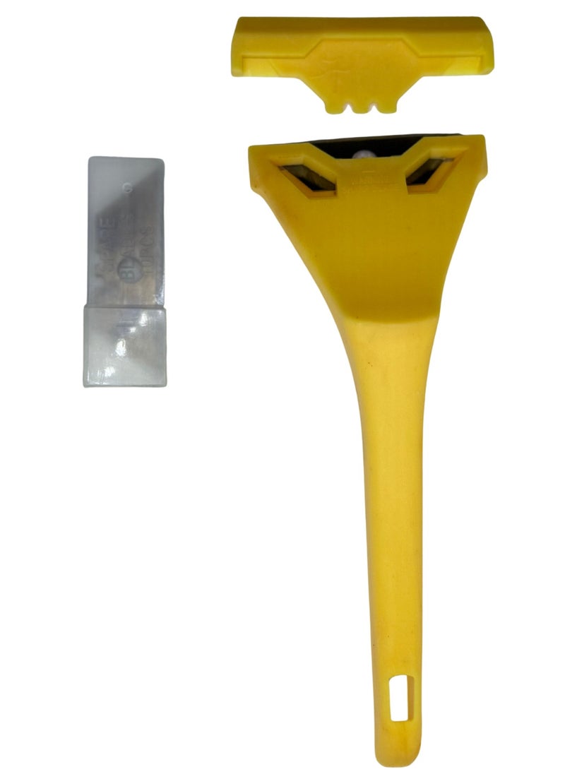 HERIOS Herios Multi-Purpose Scraper Tool with 5 Replacement Blades, Yellow Handle, Manual Glass Cleaner  - Image 4