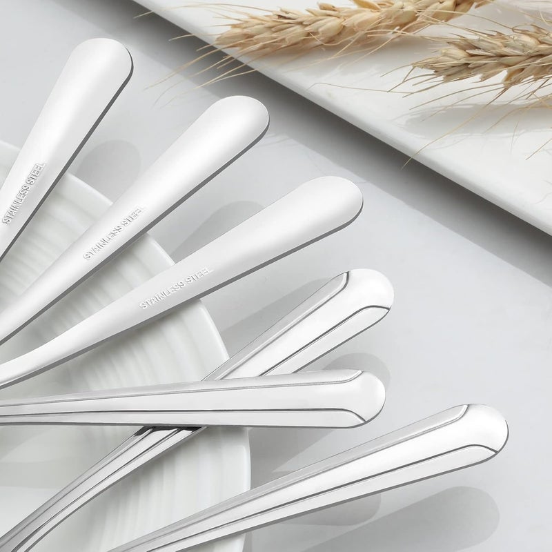 BEWOS 24 Pieces Teaspoons, 6.2 Inches Stainless Steel Teaspoons Silverware, Spoon Silverware, Coffee Spoons, Small Spoon, Mirror Polished, Dishwasher Safe, Silver Spoons For Home, Restaurant - Image 4
