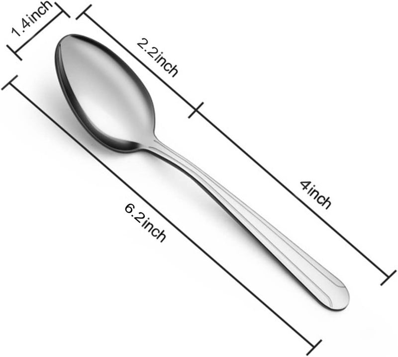 BEWOS 24 Pieces Teaspoons, 6.2 Inches Stainless Steel Teaspoons Silverware, Spoon Silverware, Coffee Spoons, Small Spoon, Mirror Polished, Dishwasher Safe, Silver Spoons For Home, Restaurant - Image 2