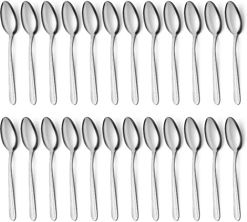 BEWOS 24 Pieces Teaspoons, 6.2 Inches Stainless Steel Teaspoons Silverware, Spoon Silverware, Coffee Spoons, Small Spoon, Mirror Polished, Dishwasher Safe, Silver Spoons For Home, Restaurant - Image 1