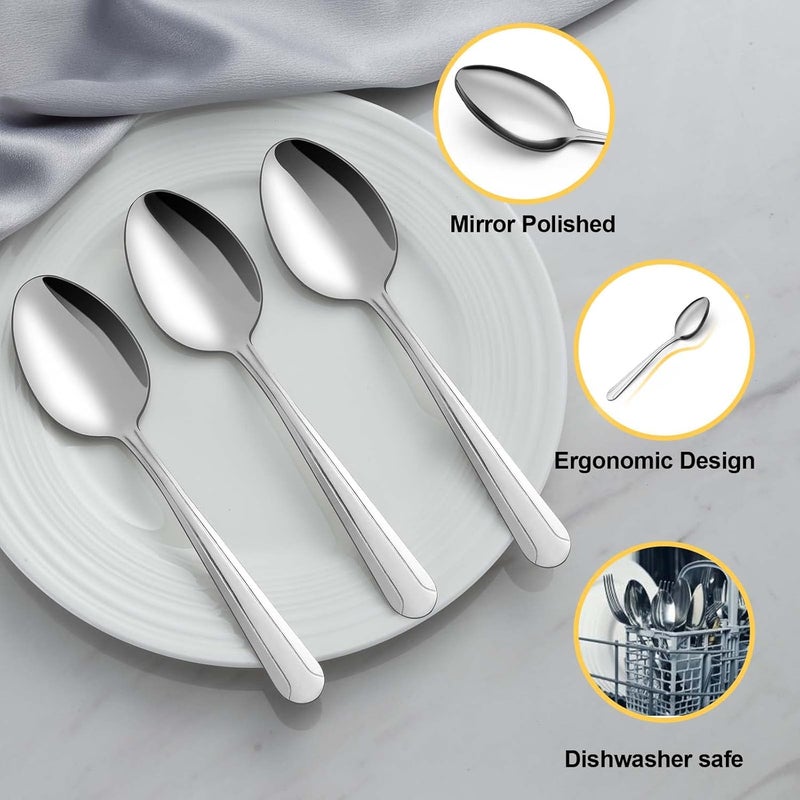 BEWOS 24 Pieces Teaspoons, 6.2 Inches Stainless Steel Teaspoons Silverware, Spoon Silverware, Coffee Spoons, Small Spoon, Mirror Polished, Dishwasher Safe, Silver Spoons For Home, Restaurant - Image 3