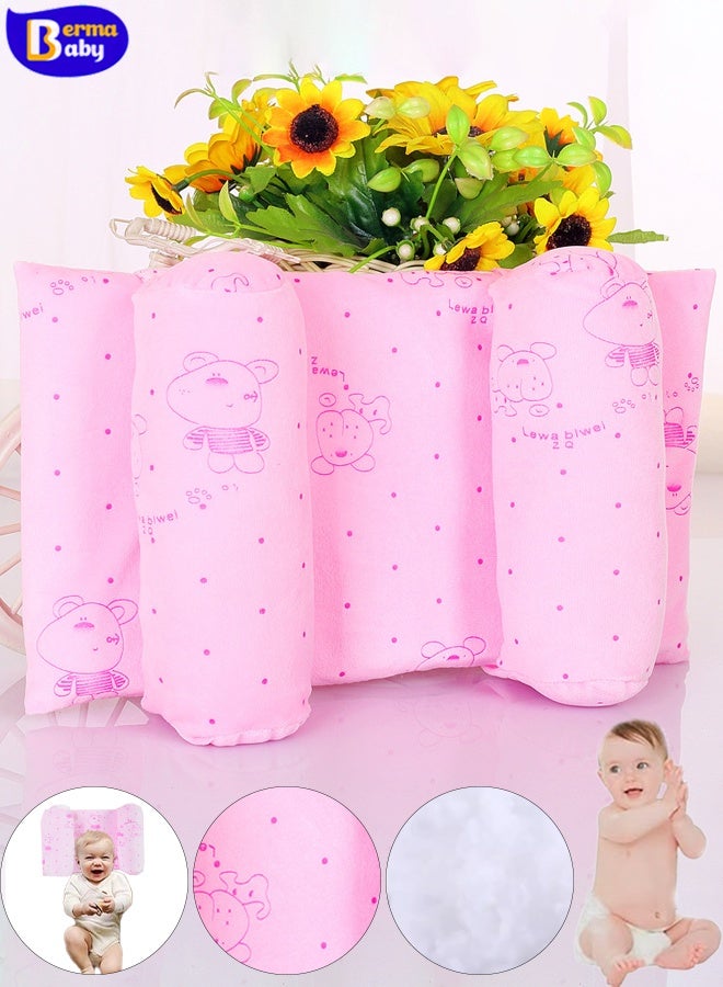 Berma Baby Baby Pillow for Newborns - Anti-Flat Head Shaping Pillow  Hypoallergenic Diamond Velvet Cotton Infant Pillow, Breathable & Washable, Perfect for Boys & Girls (pink) - Image 1