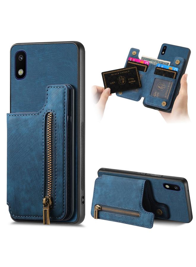 Green Tiger For Samsung Galaxy A10 Retro Leather Zipper Wallet Back Phone Case(Blue)