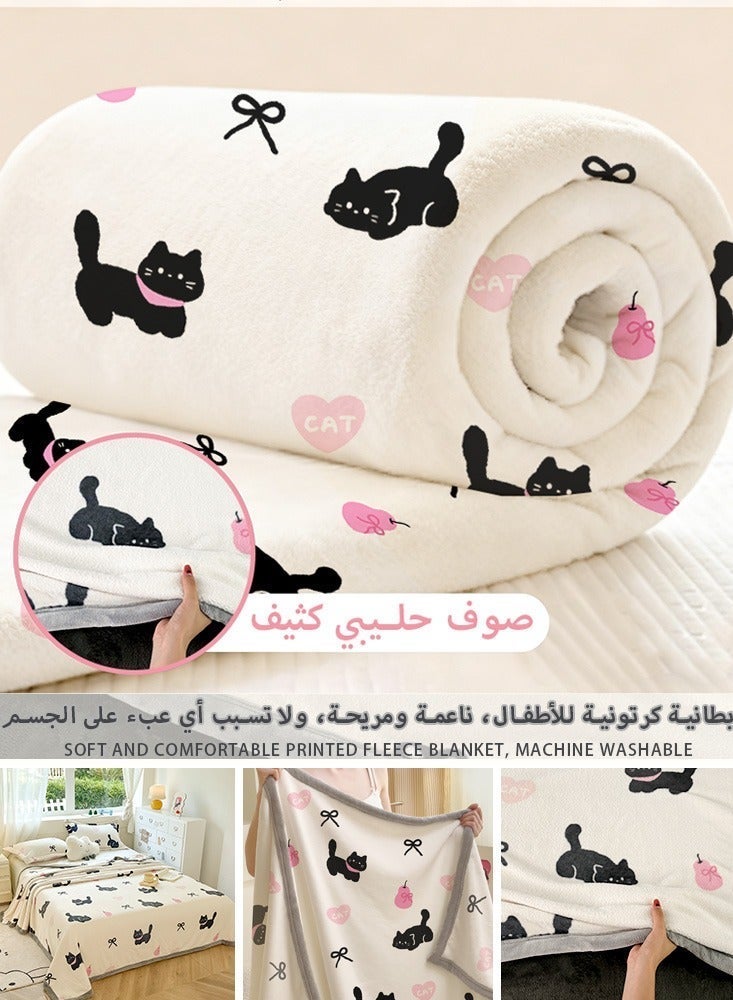 OHTEX HOME بطانية أطفال، بنقشة كرتونية، صوف ناعم، بطانية سرير، مناسبة للأطفال الصغار وحديثي الولادة. - Image 2