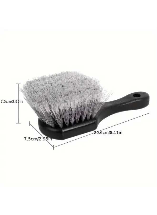 Black Heavy Duty Car Wheel Brush with Scraper for Tire Rim and Carpet Cleaning - Image 3