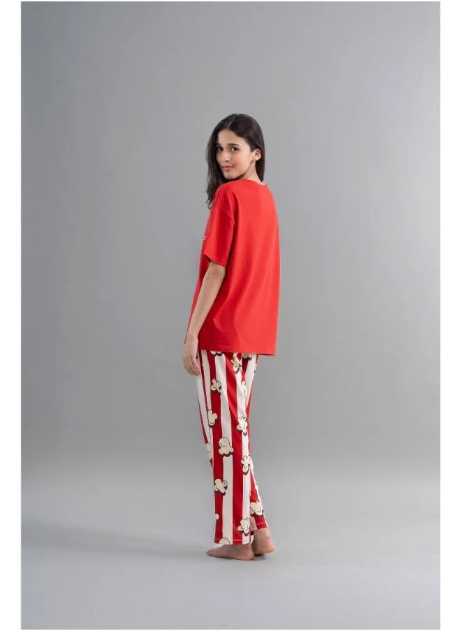 نسيسيرا Movie Night Red Straight Pajama Set