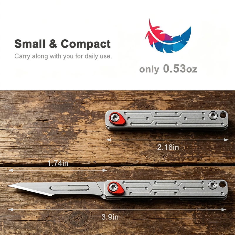 SOLARAE Folding Scalpel Knife for EDC Cutting, Keychain Utility Knife with 10pcs No.11 Replaceable Blades, 420 Stainless Steel Mini Pocket Box Cutter for Home Office Outdoor Use - Image 2