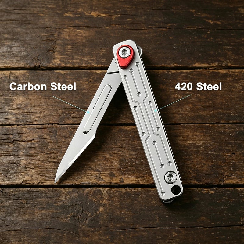 SOLARAE Folding Scalpel Knife for EDC Cutting, Keychain Utility Knife with 10pcs No.11 Replaceable Blades, 420 Stainless Steel Mini Pocket Box Cutter for Home Office Outdoor Use - Image 5