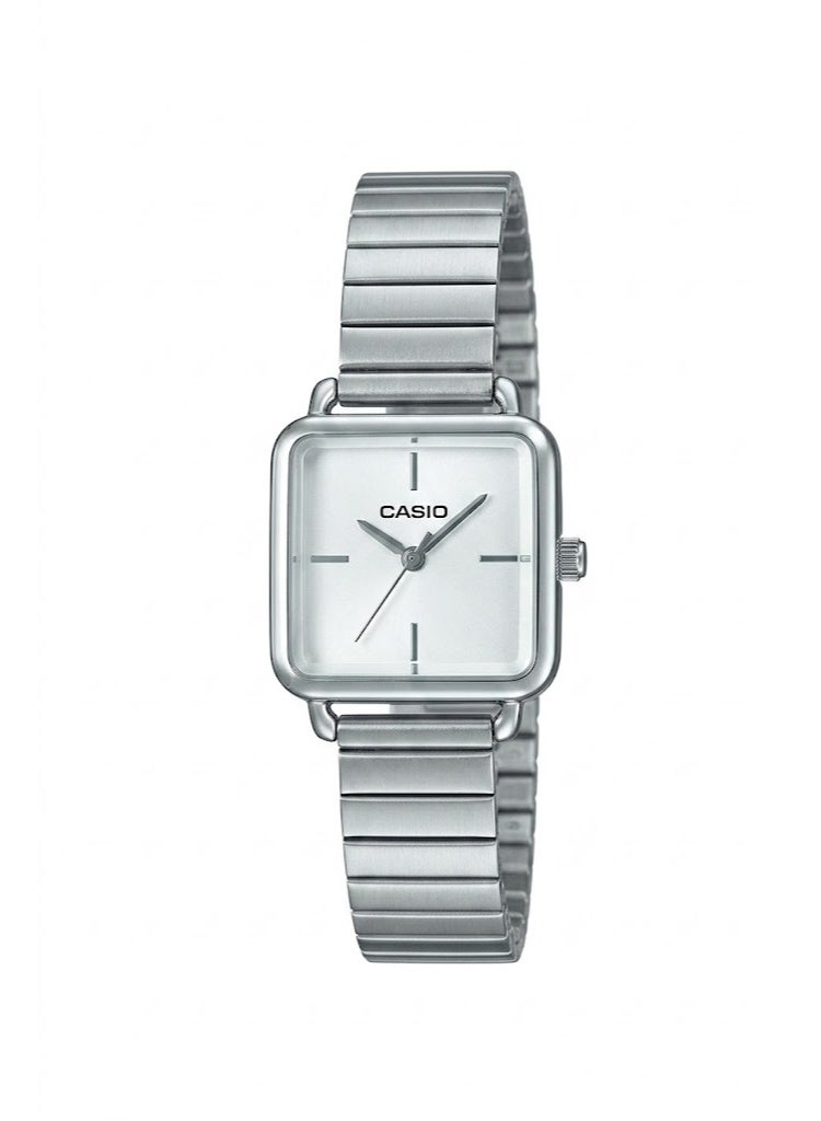 Casio Luxury Analog Watch, Square Case, White Dial, Elegant Link Bracelet - Image 1