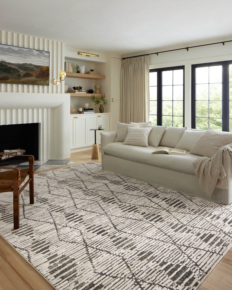 Loloi Kamala Collection KAM-02 Charcoal/Dove 5'-3" x 7'-9" Area Rug - Image 1