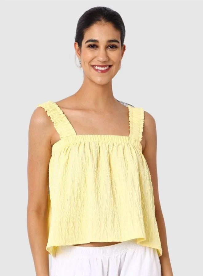 Women Relaxed Fit Textured Square Neck Sleeveless Cami Top