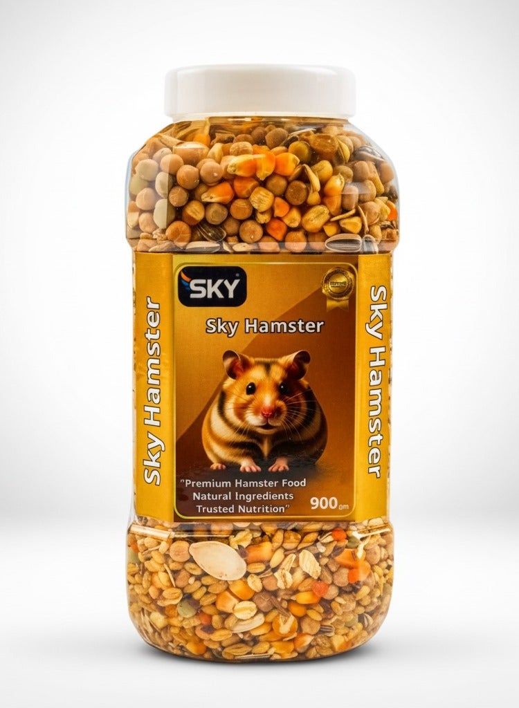سكاي Sky Hamster Eat 900g | Naturaاكل هامستر سكاي 900 جم | خلطة بذور وحبوب طبيعية، تركيبة بريميوم متنوعة وغنية للهامستر السوري والروسي