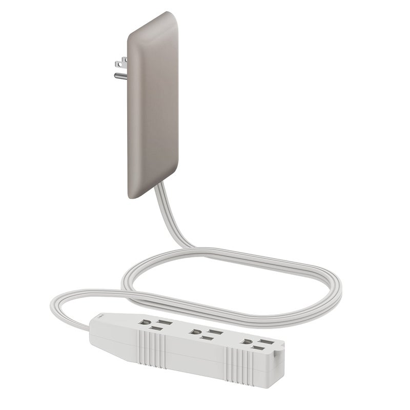 LIDER Flat-Face Outlet Extender with 3 Receptacles, Ultra-Thin Wall Plate Plug with Cord Extender and 3-Outlet Power Strip, 3ft Cord, LWE3-315-NK, ETL-Listed, Nickel - Image 1