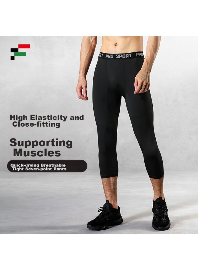 Fandimu Men's Compression Shorts, Quick-dry Sports Fitness Leggings For Basketball And Running, Black, XL - Image 5