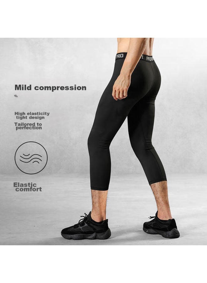 Fandimu Men's Compression Shorts, Quick-dry Sports Fitness Leggings For Basketball And Running, Black, XL - Image 4