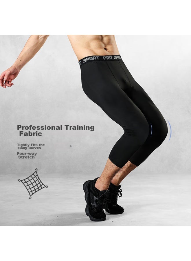 Fandimu Men's Compression Shorts, Quick-dry Sports Fitness Leggings For Basketball And Running, Black, XL - Image 2