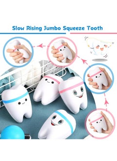 Jerify 4 Pcs Slow Rising Jumbo Tooth Decor Soft Cute Teeth Toy For Stress Relief Teens Adults Birthday Gifts Basket Stuffers Dental Assistant Accessories 4 Styles (Cute)  - Image 4