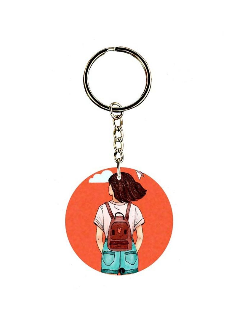 Girl Printed Double Sided Keychain