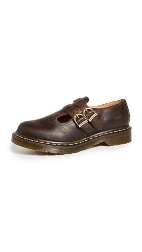Dr Martens أحذية دكتور مارتنز النسائية 8065 ماري جين، بني داكن كريزي هورس، 11 متوسط أمريكي - Image 1