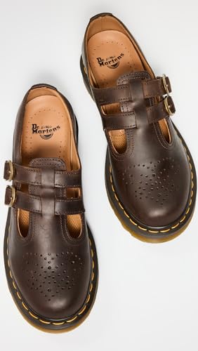 Dr Martens أحذية دكتور مارتنز النسائية 8065 ماري جين، بني داكن كريزي هورس، 11 متوسط أمريكي - Image 4