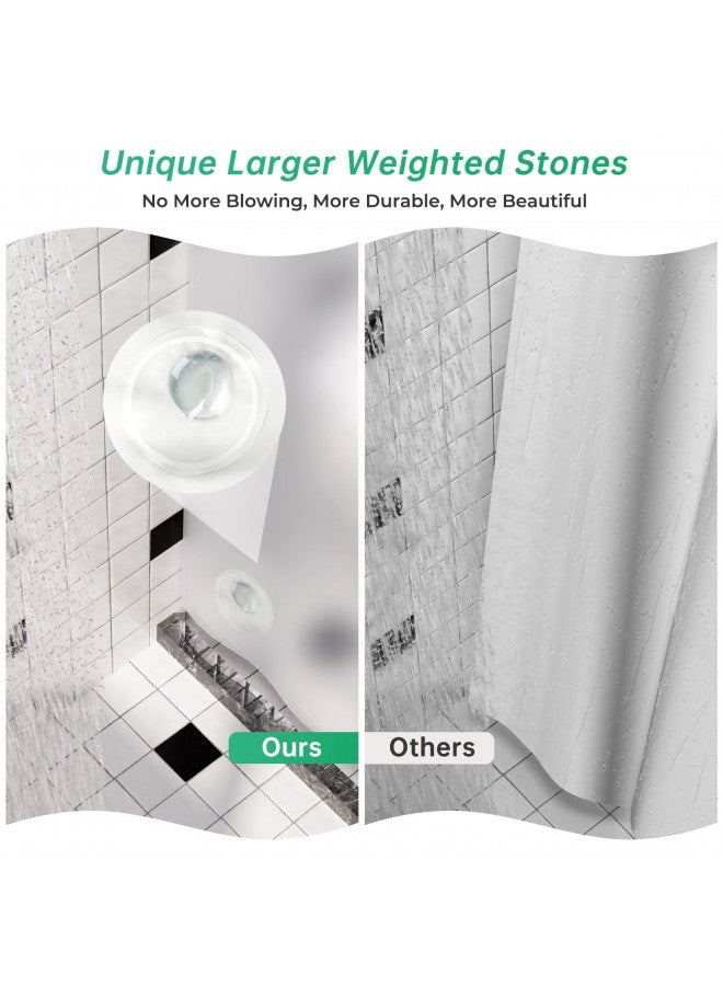 AmazerBath 72x96 Shower Curtain Plastic, Extra Long Shower Curtain Thick PEVA, Frosted Shower Curtain 96 Length, Heavy Duty Shower Curtain Extra Long with 3 Weighted Stones and 12 Grommet Holes - Image 1