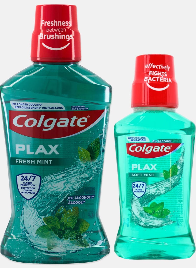 Colgate Pack Of 2 Colgate Plax Fresh Mint Mouth Wash 500 ml And Colgate Plax Soft Mint 250 - Image 2