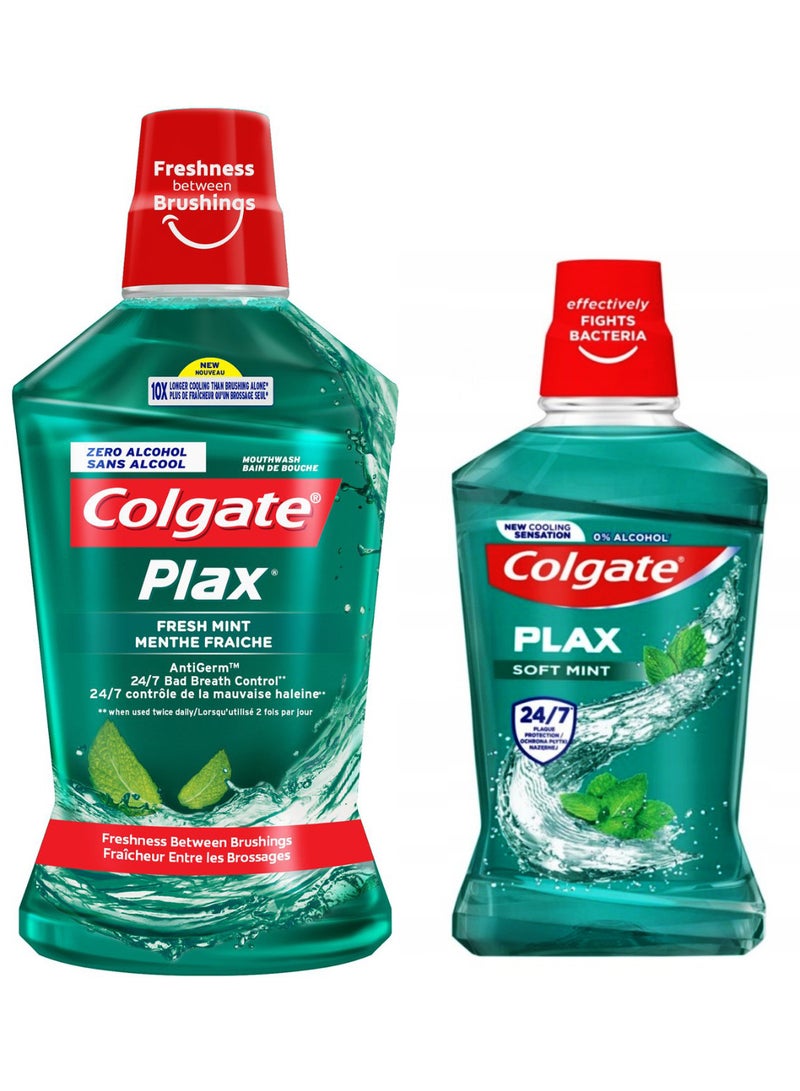 Colgate Pack Of 2 Colgate Plax Fresh Mint Mouth Wash 500 ml And Colgate Plax Soft Mint 250 - Image 1