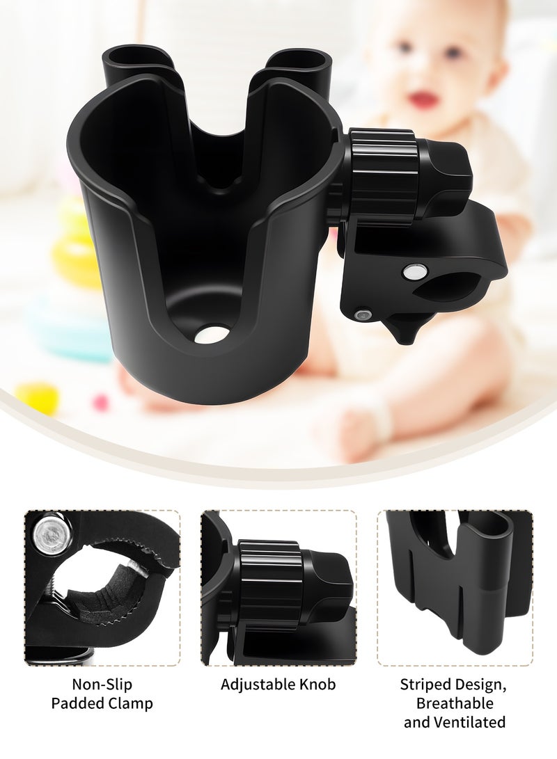 هامية Stroller Cup Holder - 2 in 1 Universal Cup Holder Rack Bottle Holder for Buggy Pushchair Wheelchair Bike and More (Black) - Image 3