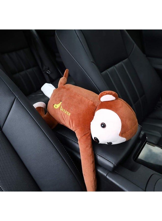 حامل مناديل على شكل قرد محشو بأسلوب الأنمي صندوق مناديل غلاف كرتوني لحامل المناديل صندوق تخزين ورق المناديل حاوية ورق للسيارة للاستخدام المنزلي ملحقات الحمام (بني) - Image 5