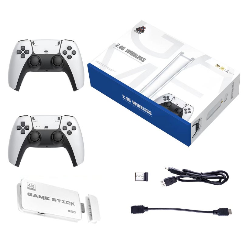 Game Console Stick , Plug & Play TV Video Game System with TF Card & 2 Wide-Grip 2.4GHz Wireless Controllers (128G) - Image 1