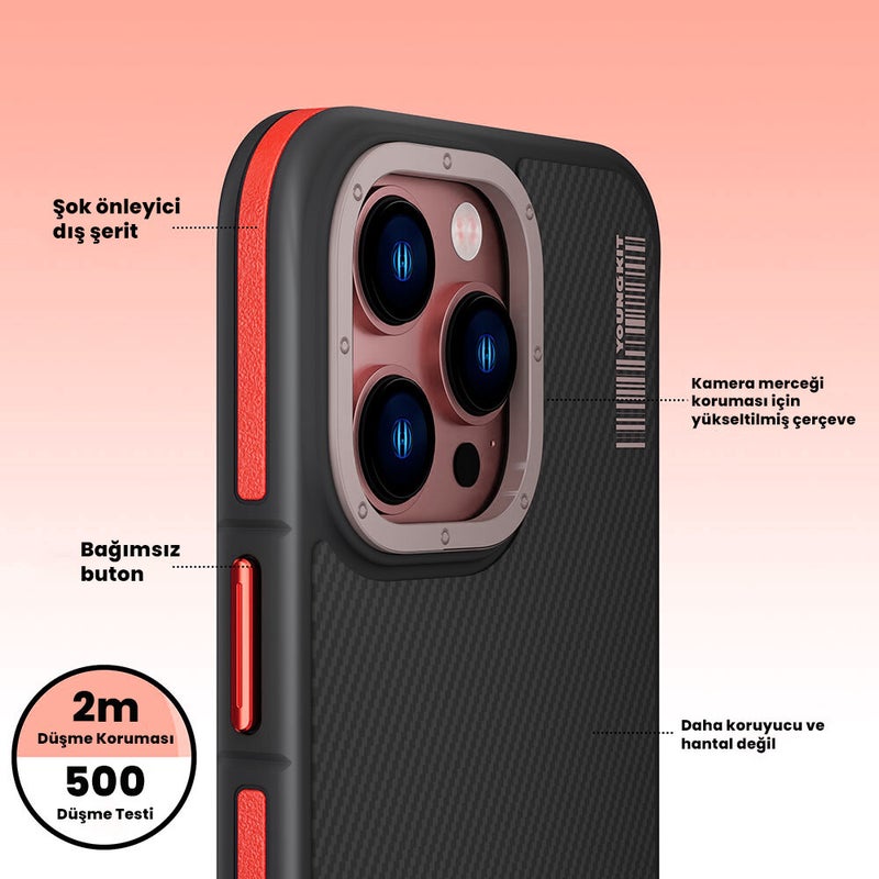 YoungKit iPhone 14 Pro Compatible Case 600D Kevlar Cover with Magsafe Charging Feature  - Image 4