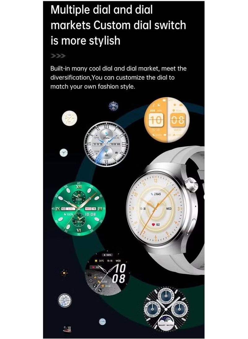 WISME X16 Round Shape Curved Display Smartwatch with 7 Pairs of Straps, Charging Cable, Elegant Silver Design for Men, Fitness Tracker, Heart Rate Monitor, Waterproof, and More - Image 3
