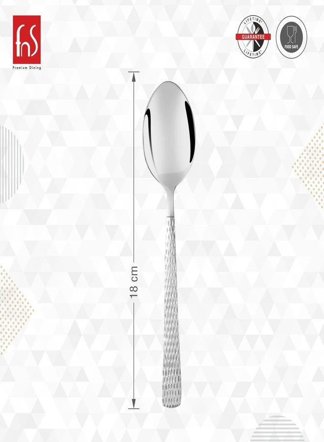 FNS Stainless Steel Madrid Hammer Finish on Handle Dinner Spoon (6 Dinner Spoon) for Home, Dining and Kitchen - Image 3