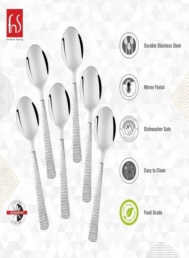 FNS Stainless Steel Madrid Hammer Finish on Handle Dinner Spoon (6 Dinner Spoon) for Home, Dining and Kitchen - Image 4