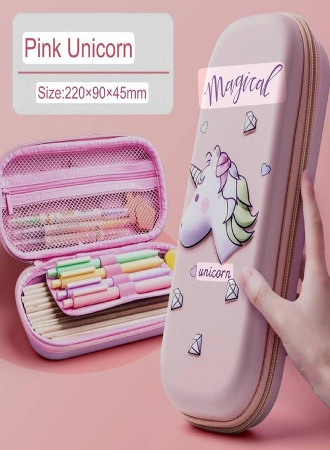CHIRANSI Cartoon Theme Pencil Case - 3D EVA Pencil Case Pouch,Multipurpose Zipper Pencil Case for Kids,Large Capacity Pencil Pouch(Pack of 1) (Unicorn Free and Happy Life) - Image 2