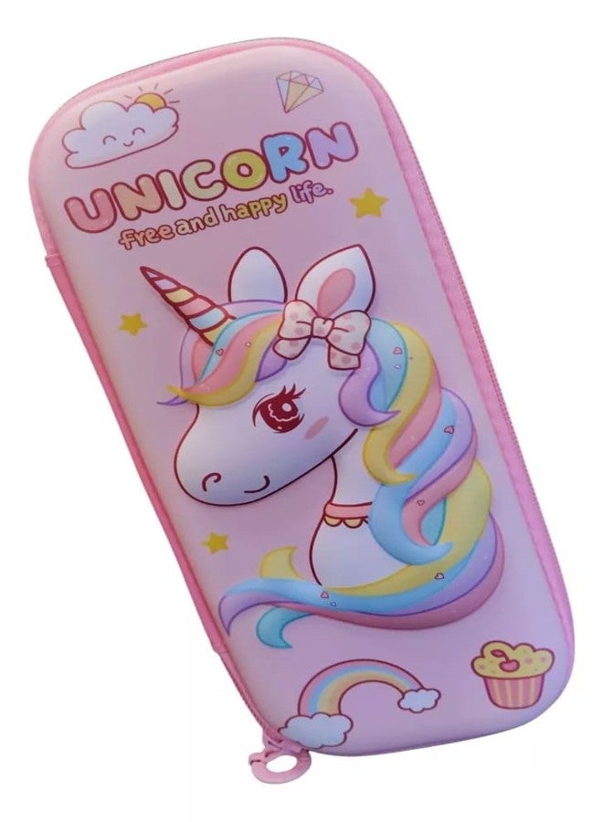 CHIRANSI Cartoon Theme Pencil Case - 3D EVA Pencil Case Pouch,Multipurpose Zipper Pencil Case for Kids,Large Capacity Pencil Pouch(Pack of 1) (Unicorn Free and Happy Life) - Image 1