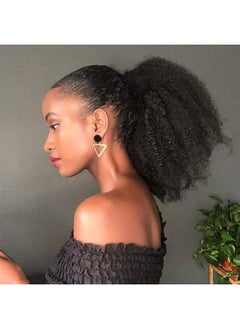 Afro Puff Drawstring Ponytail Human Hair Bun For Black Women 150% Density 10A Brazilian Virgin Human Hair Afro Kinky Curly Clip In Ponytail Extension Human Hair Pieces 150g (14, afro ponytail)
