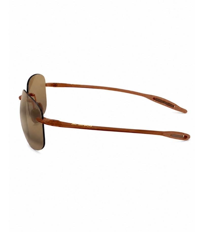 ماوي جيم نظارات شمسية رجالية Maui Jim Breakwall (طراز H422-26 / MJ0422S-002 64) بعدسات مستقطبة وتصميم بدون إطار؛ تتميز بعدسات MauiPure بلون HCL Bronze وإطار بلون Rootbeer، مقاس 64 مم؛ نظارات أنيقة وخفيفة الوزن توفر حماية من الأشعة فوق البنفسجية. - Image 3