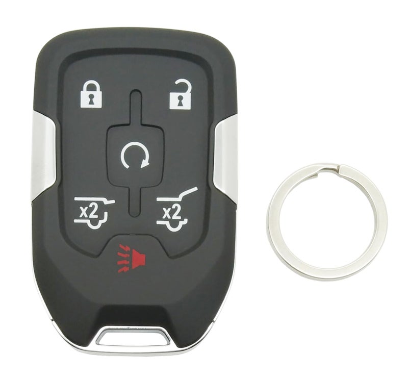 Smart Key Fob Case Shell Fit for Chevy Tahoe Suburban 2014 2015 2016 2017 GMC Yukon Keyless Entry Remote Car Key Housing Casing Outer Cover with Uncut Blade Blank Black 6 Buttons