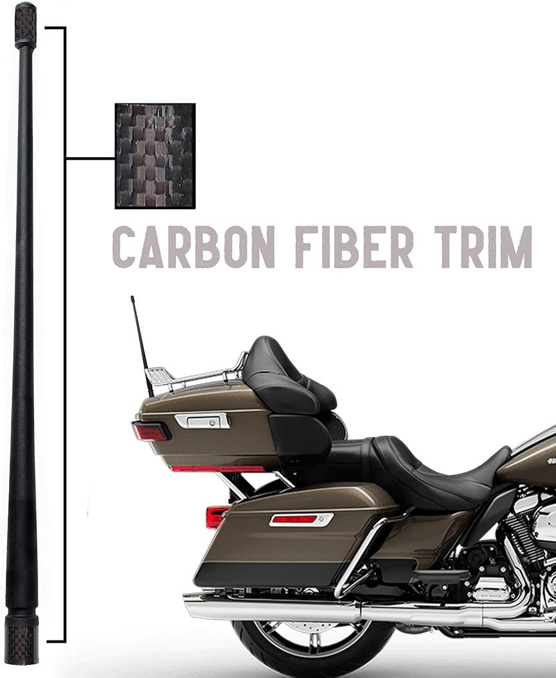Votex - The Spartan - 13 3/4 Inch Rubber Antenna fits Harley Davidson Motorcycles Accessories - Black Carbon Fiber Trim - Tuned Internal Copper Coil - Part Number A601-HAR-15 - Image 1