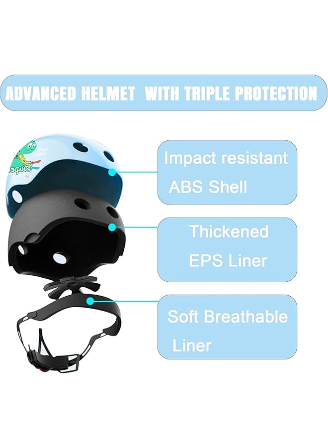 Kids Bike Helmet For Kids 5 8 Kids Toddlers Bike Helmet Adjustable For Ages 3 5 8 Years Knee Pads And Elbow Pads Set Wrist Guard Sports Protective Gear Set For Roller Skate Bicycle - Image 4