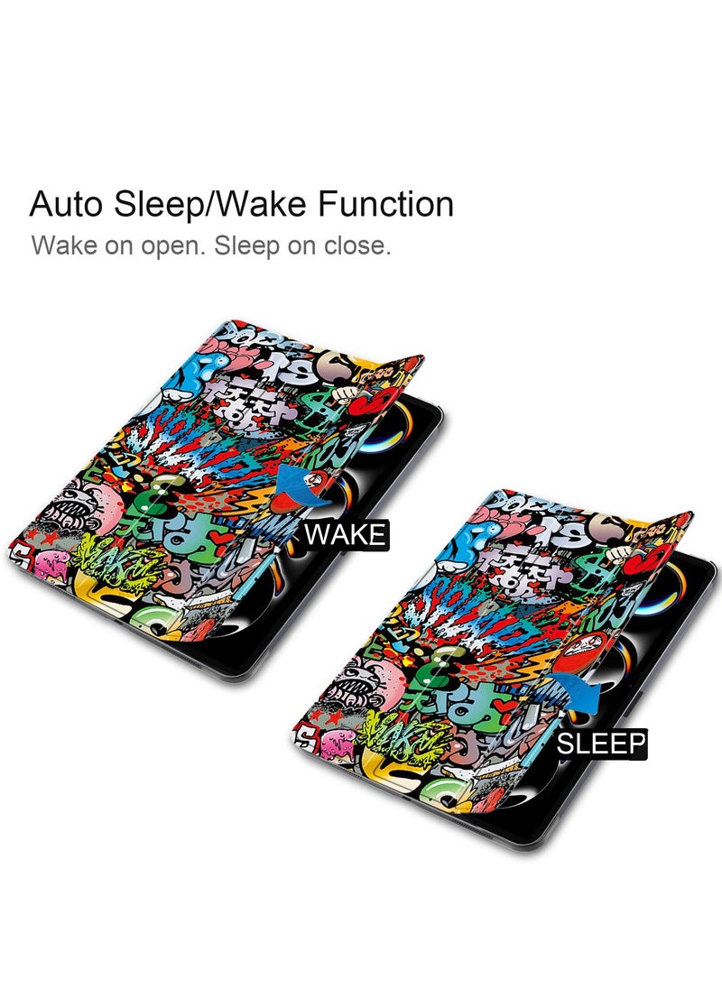 Case for IPad Pro 11 Inch 2024 Released Slim Stand Hard Back Shell Protective Smart Cover with Auto Sleep Wake Feature for IPad Pro 11 Inch Tablet (Graffiti)