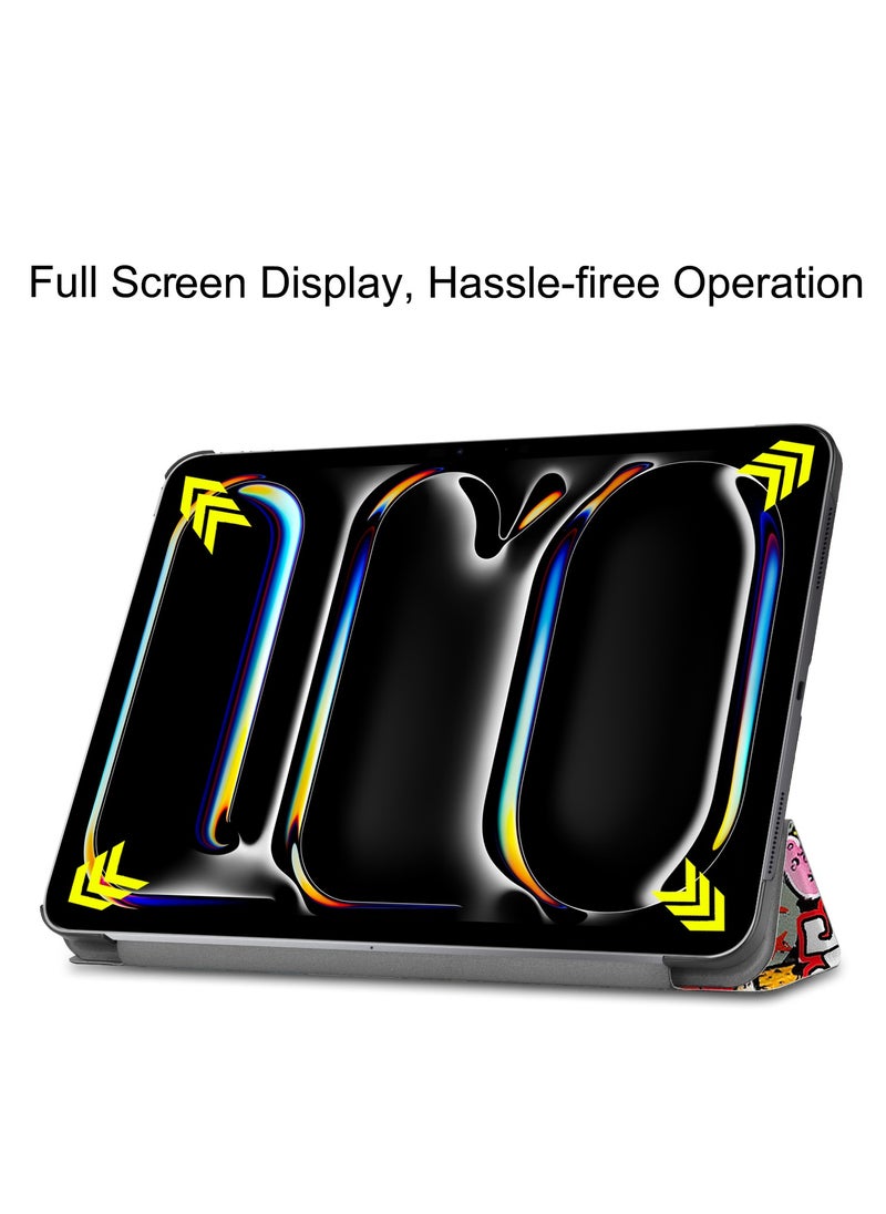 Case for IPad Pro 11 Inch 2024 Released Slim Stand Hard Back Shell Protective Smart Cover with Auto Sleep Wake Feature for IPad Pro 11 Inch Tablet (Graffiti)