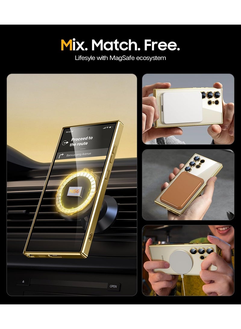 for Samsung Galaxy S24 Ultra Case for MagSafe (With Integrated Camera Protection) [TOP N56 Strong Magnets] Phone Case Samsung S24 Ultra 5G for Galaxy S24 Ultra Cover - Gold Titanium