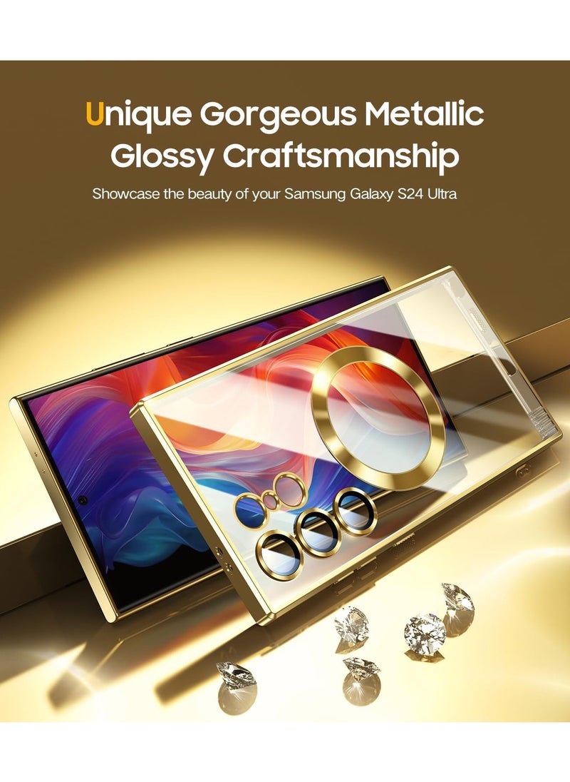 VKL for Samsung Galaxy S24 Ultra Case for MagSafe (With Integrated Camera Protection) [TOP N56 Strong Magnets] Phone Case Samsung S24 Ultra 5G for Galaxy S24 Ultra Cover - Gold Titanium  - Image 3