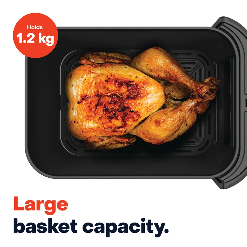 نيوتري كوك Air Fryer Slim, 5L with Air Fryer Liners, Large Basket, Space-Saving Slim Design, Air Fry, Bake, Reheat, with 5 Presets, Clear Window & Light, AFS100Combo, Black, 1500 Watts, AFS100Combo, Black