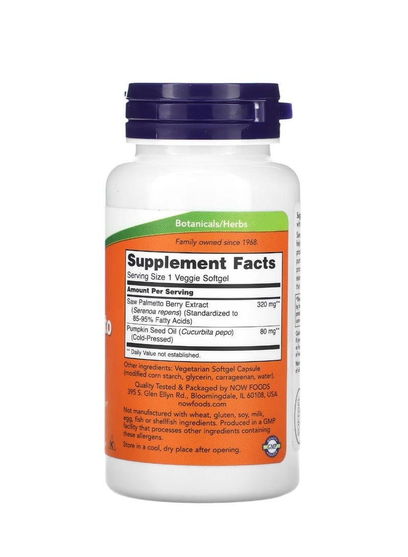 Natrol Saw Palmetto Extract Men's Health 320 mg 90 Veggie Softgels - Image 2